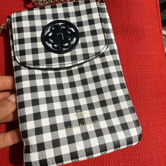 Nanette Lepore Black & White Gingham Faux Leather Phone Wallet Crossbody – New - Picture 8 of 12